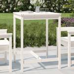 vidaXL Градинска маса, бяла 82, 5x82, 5x110 см, борово дърво масив (824082)