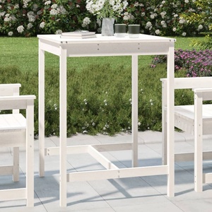 vidaXL Градинска маса, бяла 82, 5x82, 5x110 см, борово дърво масив (824082)