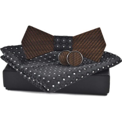 Miranda s kapesníčkem a manžetovými knoflíčky Set 026 dřevěný