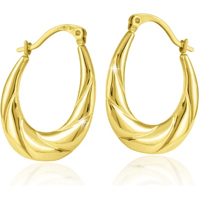 Gemmax Zlaté oválné plastické náušnice na francouzský zámek GLEYN-32641