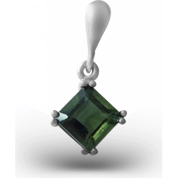 A-B Silver square pendant with Moldavite Vltavin jw AGV1020