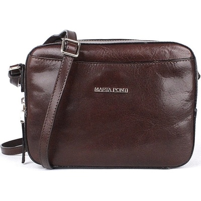Marta Ponti luxusní tmavědámská kožená crossbody kabelka no. 8 hnědá