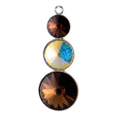Klimm Přívěsek Rivoli se Swarovski Elements s třemi křišťály Smoked Topaz 4707