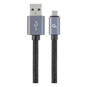 Gembird Cablexpert Cotton Braided Micro-USB Cable with Metal Connectors, 1.8 m, Black, Blister