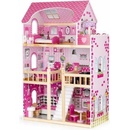 Eco Toys dřevěný domeček pro panenku s LED páskem růžový 90 cm