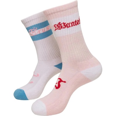 Чорапи Mister tee Trust Wanted long socks 2 pairs - White (Light rose / White)