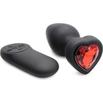 Booty Sparks 28X Silicone Vibrating Red Heart Anal Plug with Remote Small