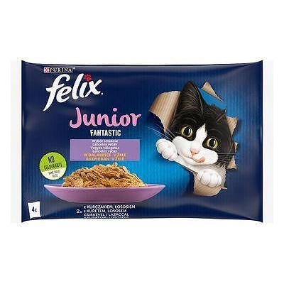 Purina Felix Junior Fantastic - паучове с пиле за подрастващи котенца - 4 x 85 г