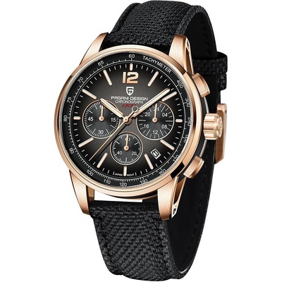 Pagani Design Мъжки часовник Pagani Design Oneiro, Кварцов, Хронограф, Розово злато / Сив (PD-YS008-BLACK-GREY)