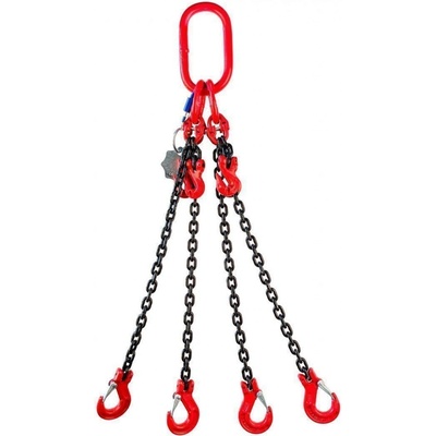 SVX Řetězový závěs oko-4 háky tř 80 se zkracovačem (6 m, 4250/3000 kg, 8 mm) 6m, 4250/3000 kg, 8 mm čierna
