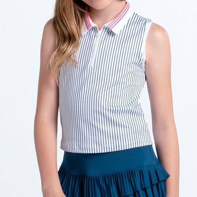 Lucky in Love Glow Point Polo Tank wht-blue stripe