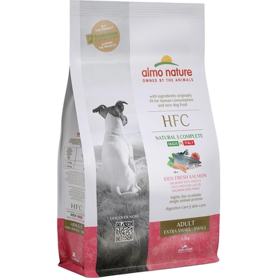 Almo Nature HFC Икономична опаковка: 2х1, 2 кг суха храна за кучета Almo Nature HFC Adult Dog XS-S Salmon