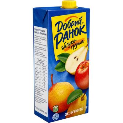 Dobré ránoJablečno-hruškova šťáva s dužinou 1 l