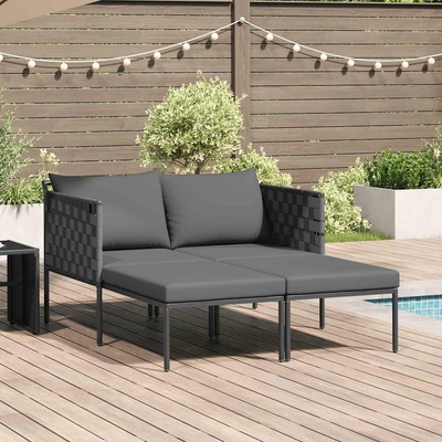 vidaXL Шезлонг Антрацит 153 x 115 x 69.5 см Прахово боядисана стомана (42004135)