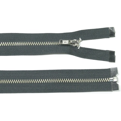 WICO Kovový zip no.3 rozepínací 50cm tmavě šedý (stříbrné zoubky)