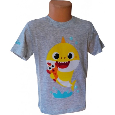 E plus M chlapecké tričko baby shark krátký rukáv šedé