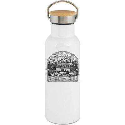 123TRIKO termoska Domov je tam kde zaparkuju, černý tisk 500 ml vtipné
