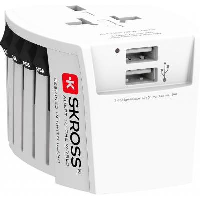 Адаптер SKROSS PRO MUV 2 x USB-A, 1.302960, World, Бял