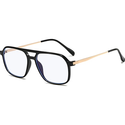 Techsuit Очила за компютър Techsuit Anti-Blue Light Glasses Reflex PC (83092) - унисекс, големи квадратни - Черен / Златист