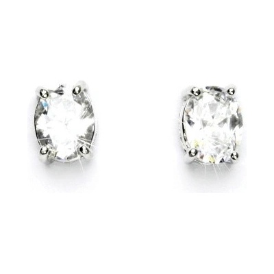 Čištín Zlaté náušnice, bílé i žluté zlato, přírodní křišťál 8x6 mm - NŠ 1245