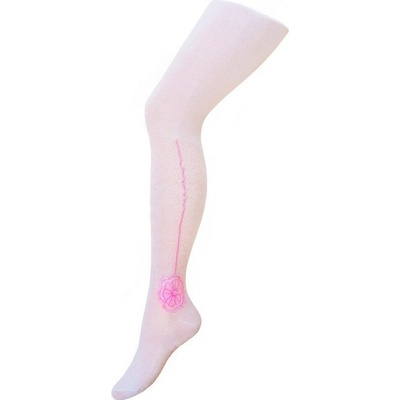 New Baby detské bavlnené žakárové pančucháče biele s kvietkom