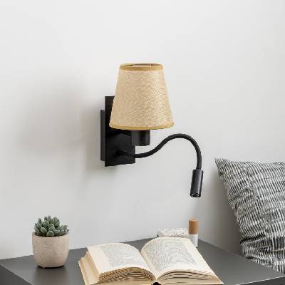 Brilagi - LED Аплик NUBILA 1xE27/25W/230V+LED/3W черен/светлокафяво (BG1558D)