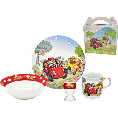 Tragar Dětská jídelní souprava AUTO porcelán 4 dílná
