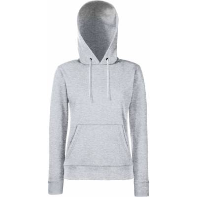 Fruit of the Loom КЛАСИЧЕСКИ ДАМСКИ СУИТШЪРТ С КАЧУЛКА / Дамски суитшърт с двуслойна качулка - светлосив меланж m (16203861002)