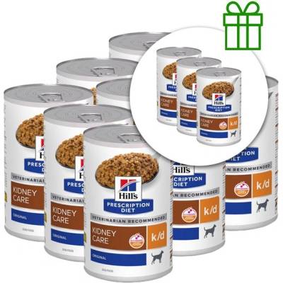 Hill's Hill s Prescription Diet k/d Грижа за бъбреците консерви за кучета 350 г, 9+3 БЕЗПЛАТНО