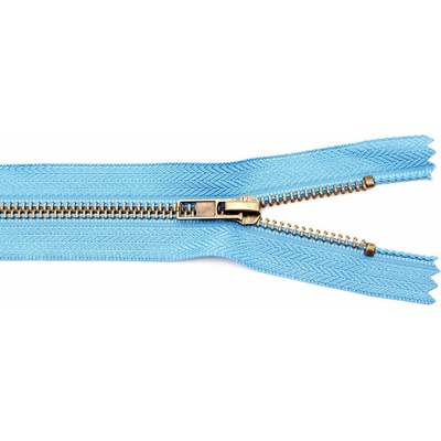 Jeansové zipsy starokovové č. 5 nedeliteľné - dĺžka 6 cm - 25 cm 14 cm stredno modrá