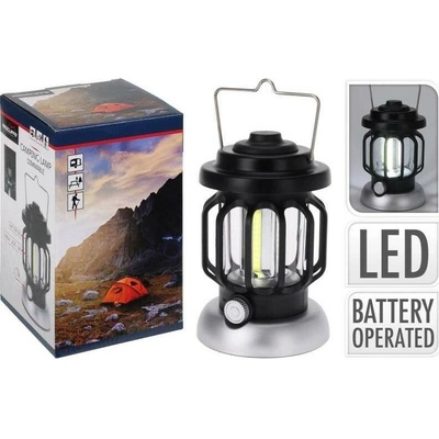PROGARDEN Lucerna s LED žárovkou kempingová 10 x 16 cm kovová černá KO-CX7000070 – Sleviste.cz