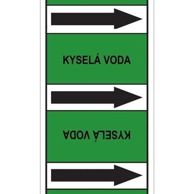 Značení potrubí, kyselá voda, 220 ks, 100 × 150 mm PZ 023057