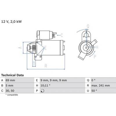 BOSCH STARTER 0 986 022 670