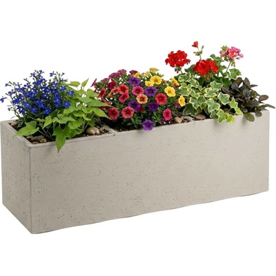 HowHomely Kvetináč na kolieskach BETONIQUE 90x30 cm béžový