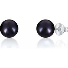 JwL Luxury Pearls Kôstkové náušnice z pravých čiernych perál JL0707