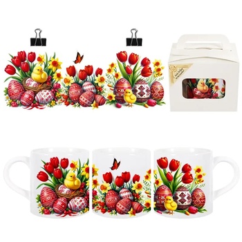 Великденска чаша с червени лалета - 150 мл (К101286-1)