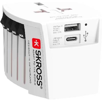 Адаптер SKROSS PRO MUV USB-A, USB-C, 1.302962, World, Бял (1.302962)