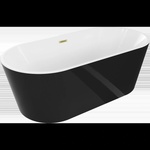 Mexen Luna свободно стояща вана 180 x 80 см, бяла/черна, преливник златен матиран - 52031808075-55 (52031808075-55)