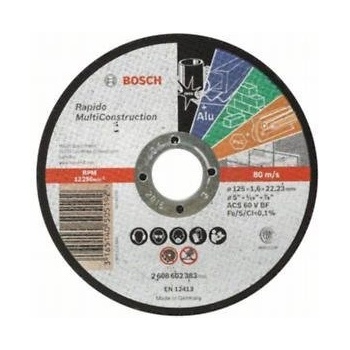 Bosch Диск за рязане, прав, Rapido Multi Construction ACS 46 V BF, 125 mm, 1, 6 mm