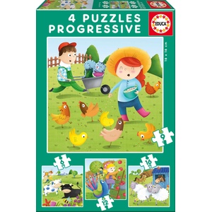 Educa Пъзел Educa 4 в 1 - Домашни животни (EDU17145) - baby