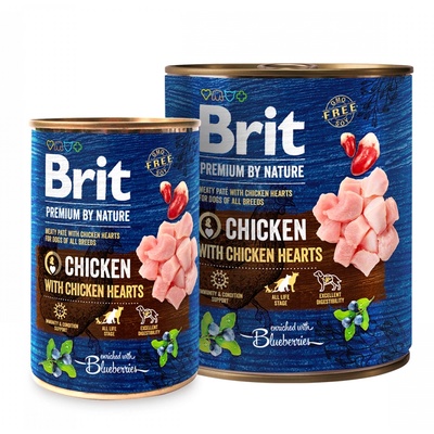 Brit - консервирана храна за куче с пиле и сърца
