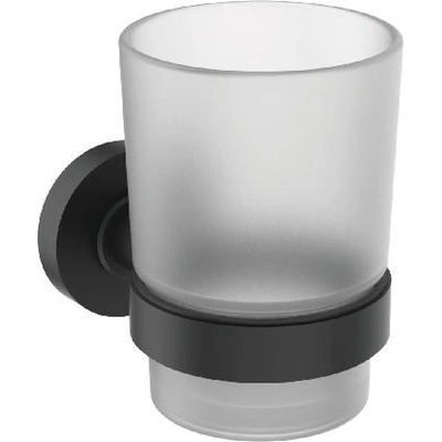 Ideal Standard IOM Pohárik na zubné kefky a pastu s držiakom, čierna/satinované sklo A9120XG
