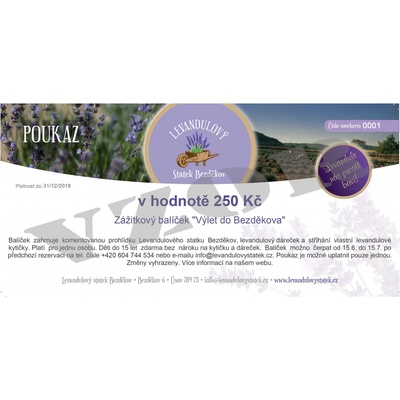 Levandulový statek Bezděkov Poukaz "Výlet do bezděkova" Varianta a doručení: Elektronická e-mailem k vlastnímu tisku