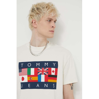 Tommy Jeans Памучна тениска Tommy Jeans Archive Games в бежово с принт DM0DM19545 (DM0DM19545)