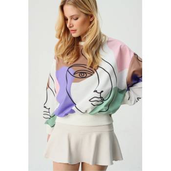 Trend Alaçatı Stili Sweatshirt Multicolor Oversize