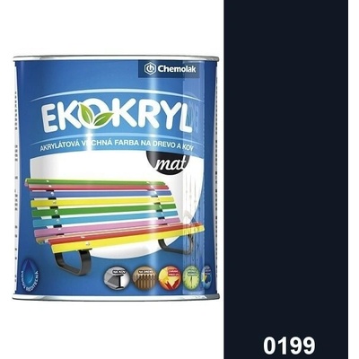 Chemolak V 2045 EKOKRYL matná farba na kov, drevo, omietky 199 čierna 0,6L