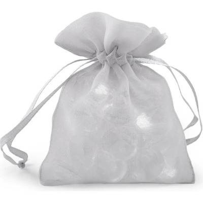 Dárkový pytlík s kovovým leskem 8x10,5 cm organza shine - šedá (10 ks)