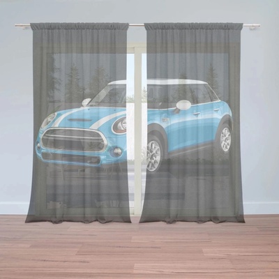Sablio Záclony Mini sedan Čierne pozadie: 2ks 150x250cm