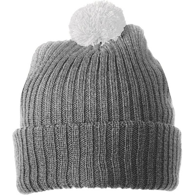 pletená čepice s bambulí MB7540 Tmavě šedá světle šedá