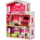Domčeky pre bábiky Eco Toys Dřevěný domeček pro panenky s výtahem malibu rezidence 114 cm
